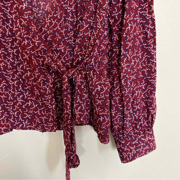 Talbots NWT Crossover Blouse Maroon Tie Waist Size Large - Picture 4 of 7